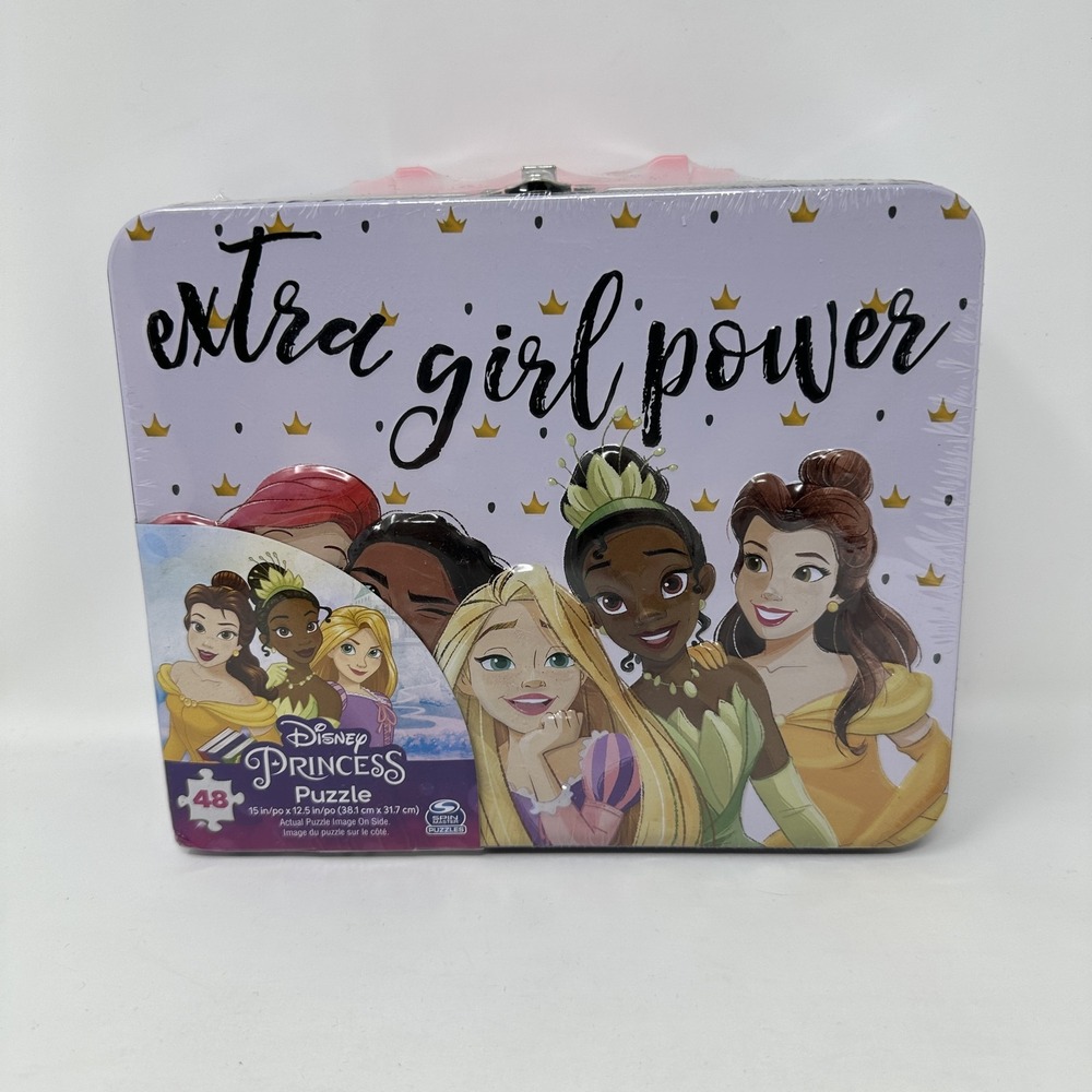Disney Princess Extra Girl Power Puzzle 48 Piece Tin Keepsake Lunch Box New Gift